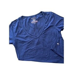 PINK Victoria's Secret Deep Blue V-Neck Short Sleeve Tee One Size